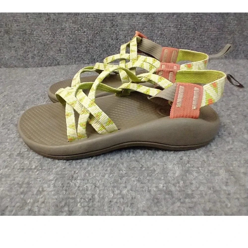 Chaco Kids Z1‎ Ecotread Sandals Lime Green Orange Geometric Strappy Size 2